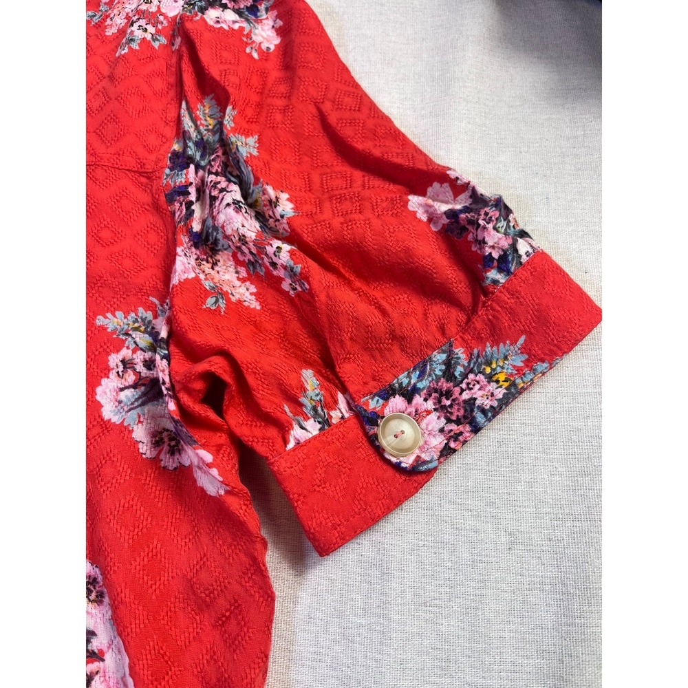 Anthropologie Maeve Hansley Orange Floral V Neck Boho Top Womens sz 10 Summer - Picture 11 of 16